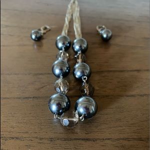 Ann Taylor Jewelry Set Grey Pearl